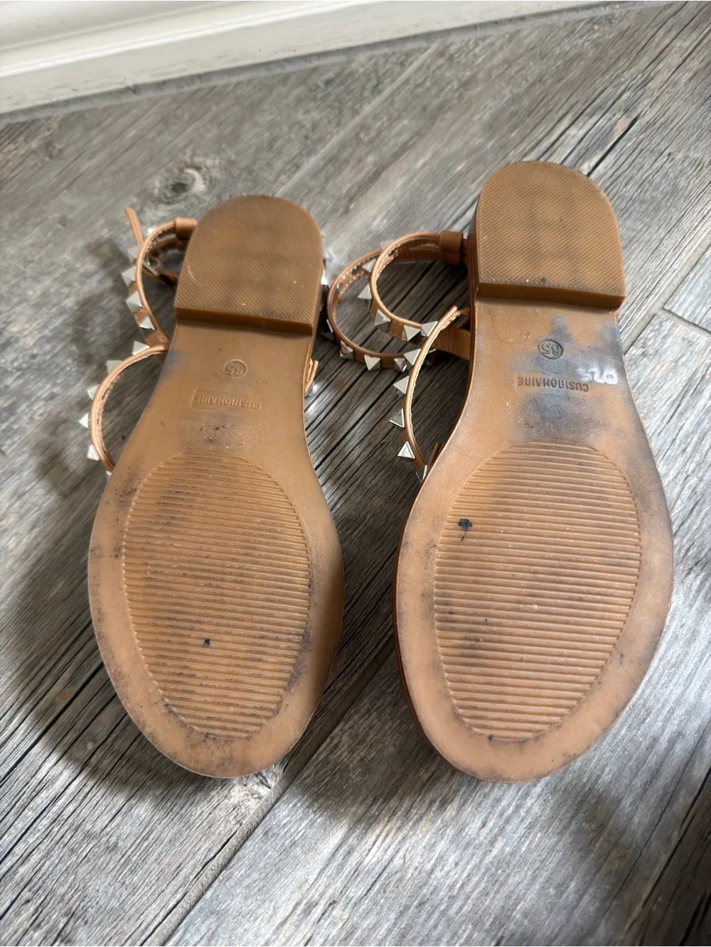 Talia Studded Ankle-Strap Sandals - Tan